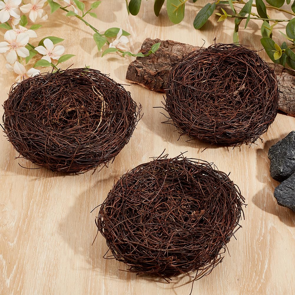 12 nidi di uccelli artificiali in rattan, per artigianato, artigianato, nido per uccelli, piccoli uccelli, kit di decorazione per Pasqua, matrimonio, casa, feste, albero di Natale