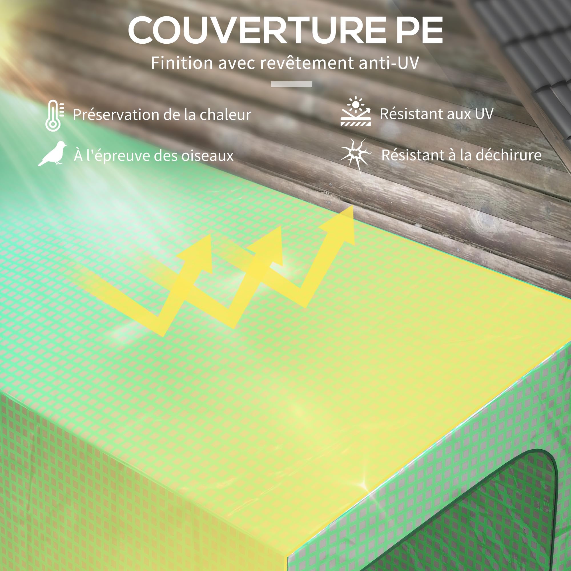 Outsunny Serre de Jardin PE Renforcée 135 g/m² 200 x 80 x 200 cm Vert