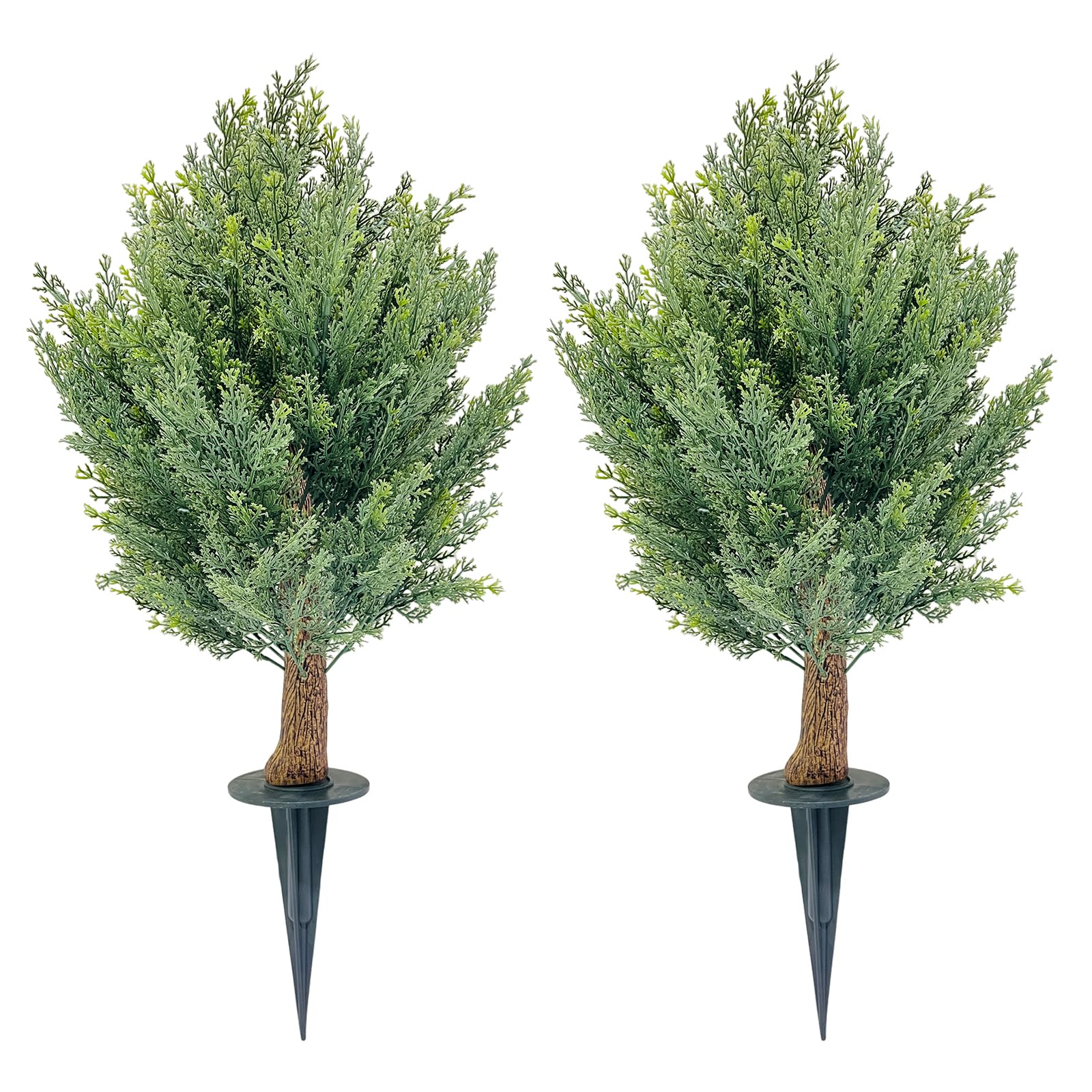 2er Set Künstliche Zypressen-Kugelbäume 76 cm – UV-beständig & farbecht – mit Erdspieß – Outdoor/Indoor Deko für Eingangsbereich, Veranda, Terrasse & Garten – Body