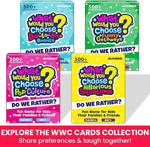 Miniatura 7 de QUOKKA Juego de 4 cartas, más de 2000 preguntas divertidas, divertidos juegos de mesa familiares y de fiesta para niños, adolescentes, adultos,