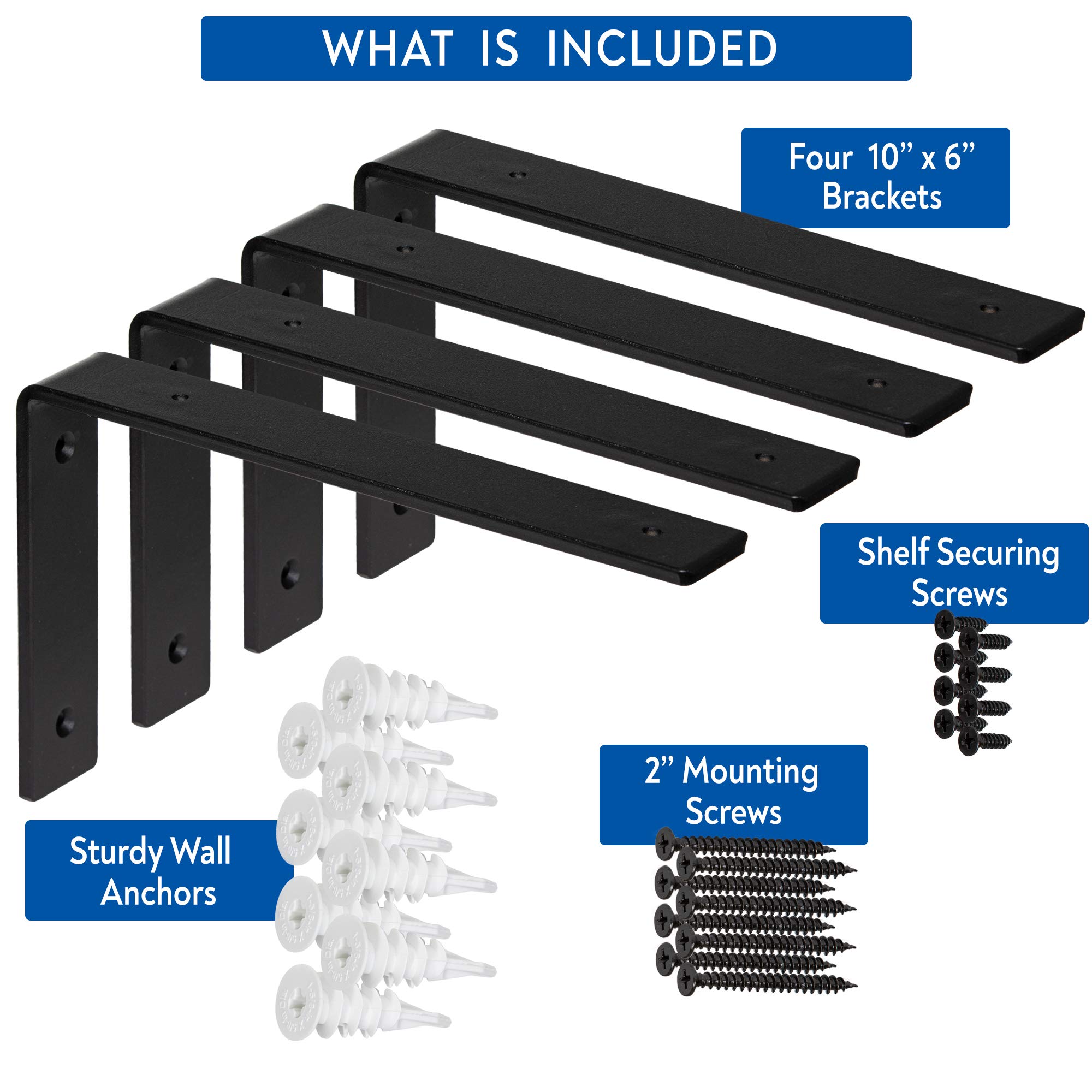 Premium HeavyDuty Shelf Brackets Quarter Inch (1/4") Thick Rustic