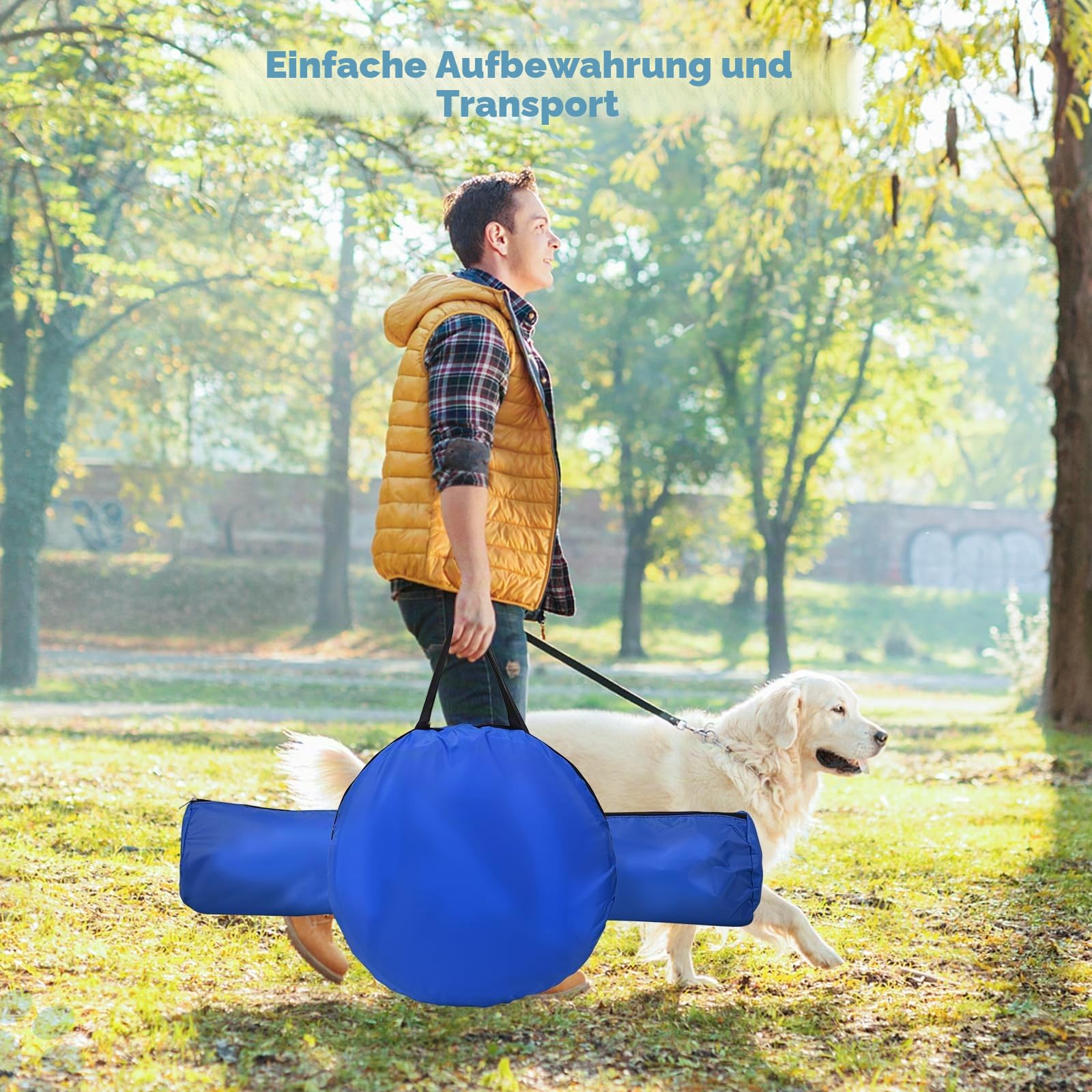 70-Teiliges Agility Set Hunde hundetraining Agility Set Hunde groß 8 Slalomstangen Springring, 2 Ball, Pause-Box, Leckerlibeutel, Tragetasche Hunde intelligenzspielzeug Agility Set