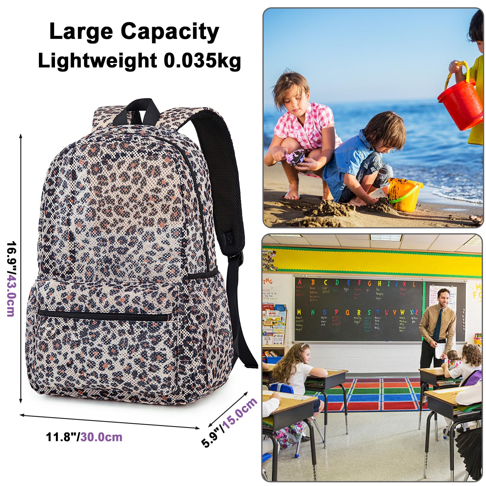 Snapklik.com : Mesh Backpack For Girls Kids Semi-Transparent School ...
