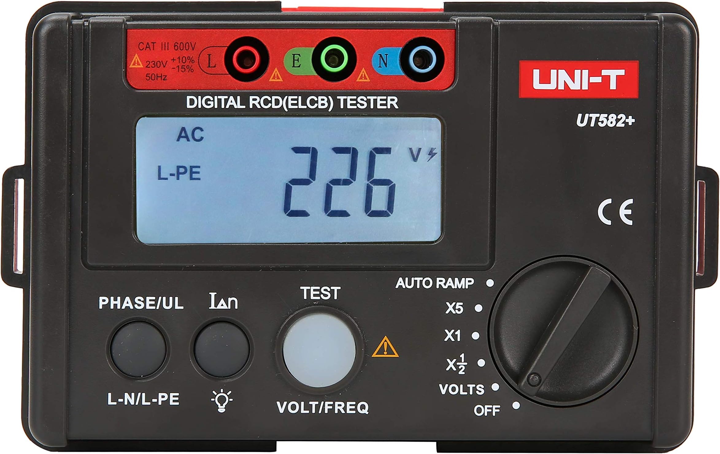 UNI-T UT582+ Digital RCD (ELCB) Tester AUTO RAMP Leakage Circuit Breaker Meter with Mis-Operation Buzzer