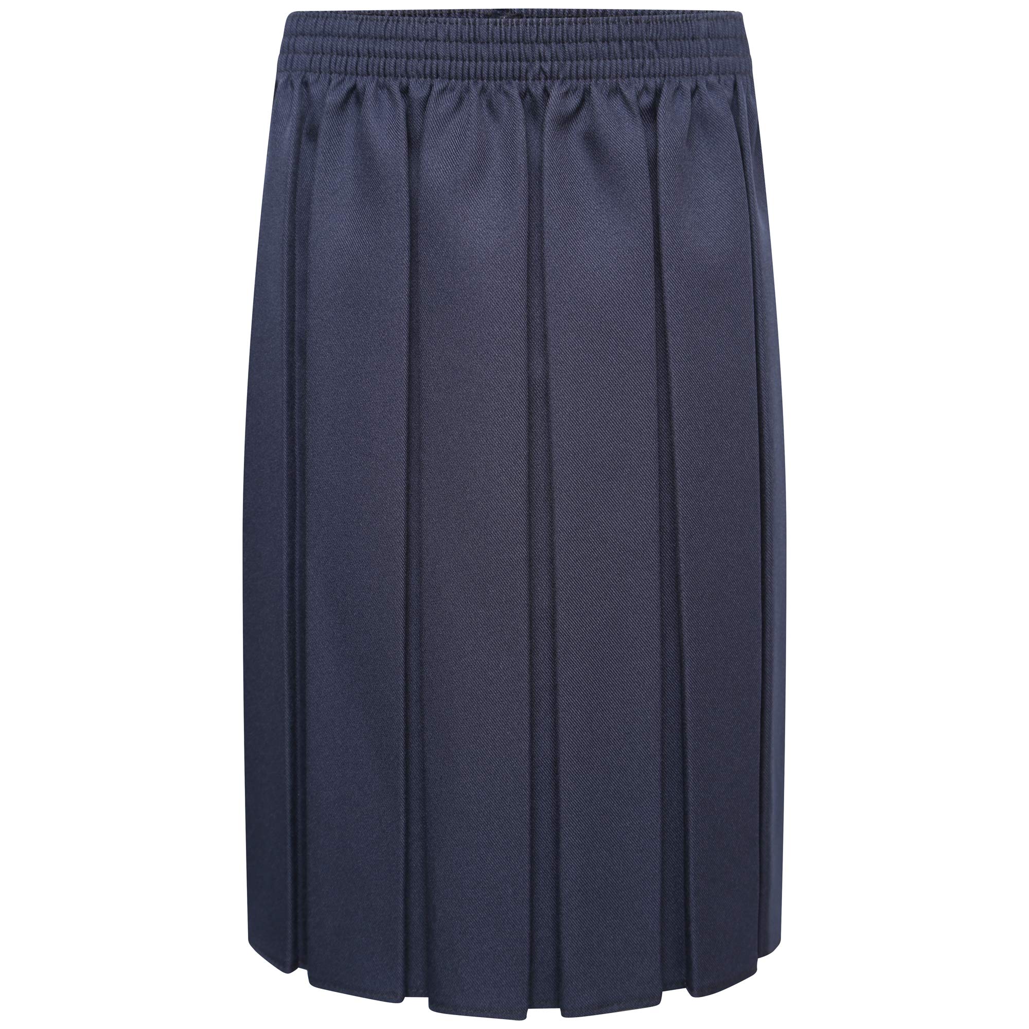 clicktostyles School Uniform Full Box Pleated Skirt Elasticated Waist Knee Length Skirts for Girls (Navy Blue, 11 Years)