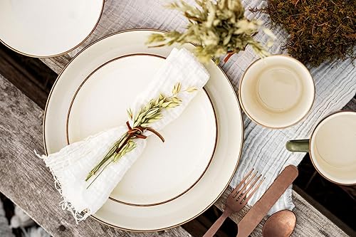 Vista 100 de Barebones Plato profundo esmaltado – Juego de 2 platos llanos – Juego de platos de acero inoxidable horneado acabado a mano – Juego de cocina