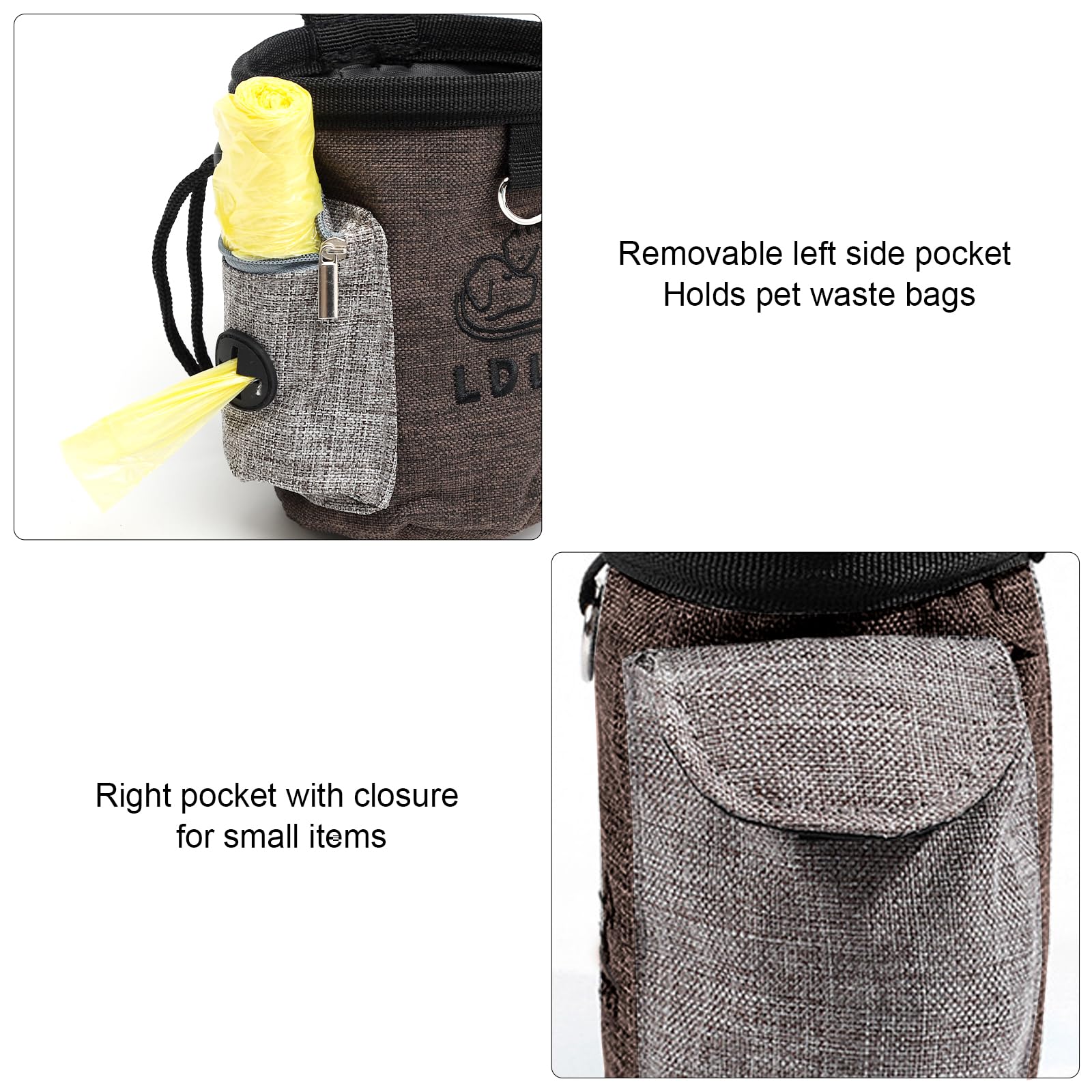HENGBIRD Borsa per il cibo per cani e cani, borsa per cani per addestramento del cane con dispenser di sacchetti e cintura regolabile con frisbee giocattolo per animali domestici