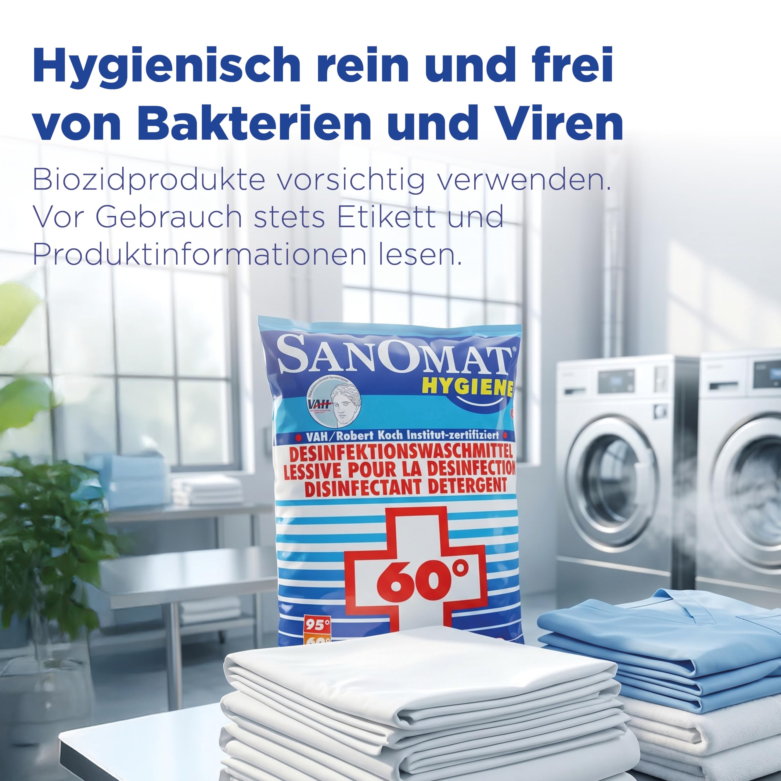 Sanomat Hygiene Desinfektionswaschmittel 20 kg – VAH & RKI-zertifiziertes Vollwaschmittel Pulver – Wäschedesinfektion ab 60°C - phosphatfrei | Vollwaschmittel Pulver, Wäschedesinfektion ab 60°C, phosphatfrei, Hygienespüler für Krankenhaus & Pflegeheim