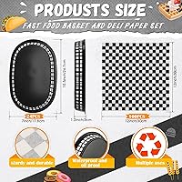 Vista 2 de Uiifan 24 cestas de comida para servir con 100 forros de delicatessen, cestas de comida rápida de 10.5 x 7 pulgadas, bandejas de servicio de Negro