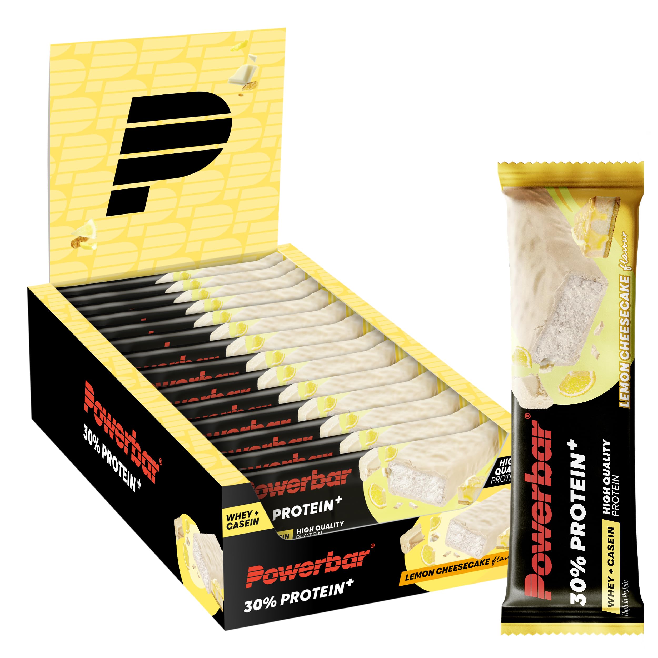 Powerbar - 30% Protein Plus - Lemon Cheesecake - 15x55g - High Protein Bar - Whey&Casein Protein - collagen free