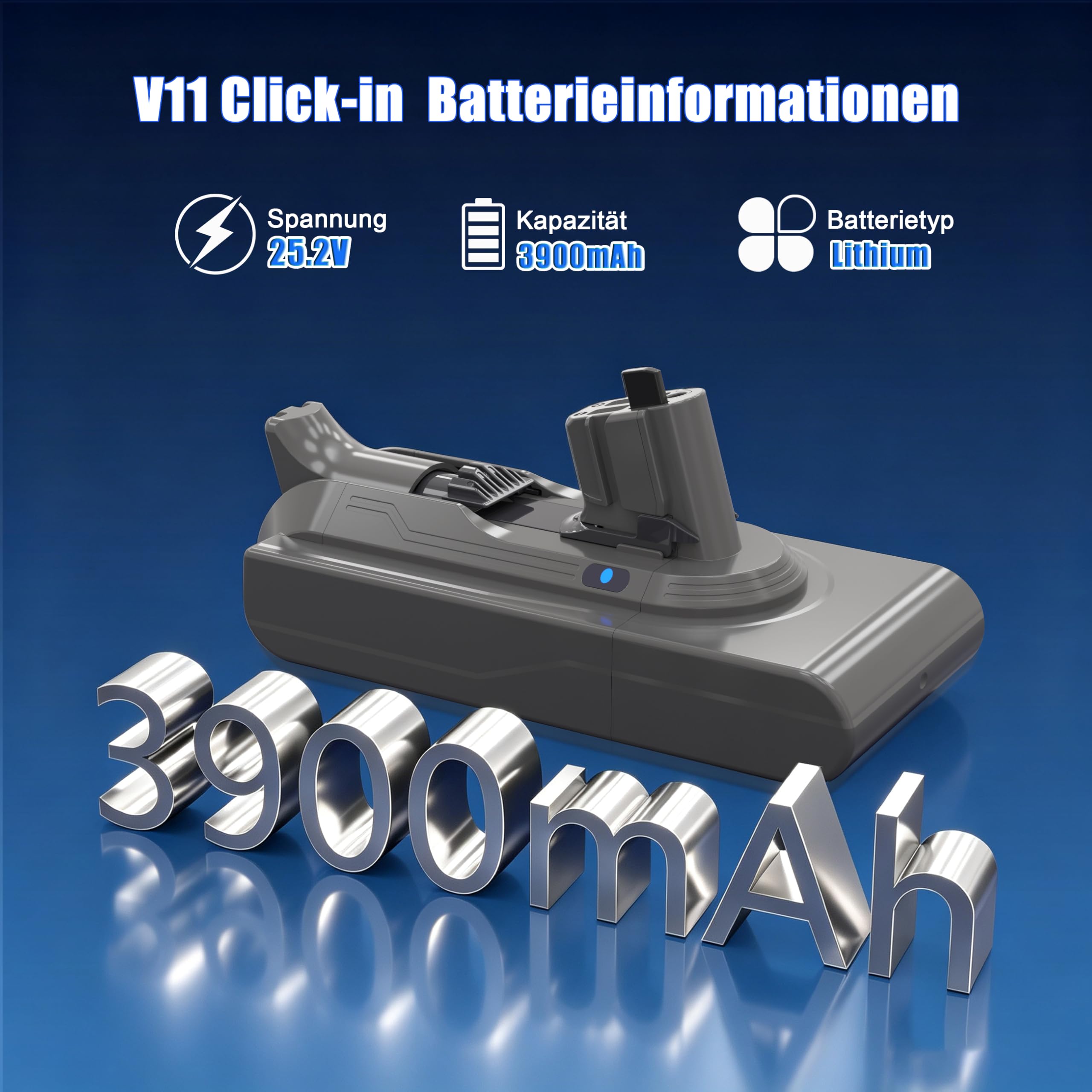 V11 Click-in Akku, Ersatzakku für Dyson V11 SV22 SV15 mit 2 Filtern