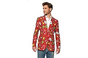 Suitmeister Men's Christmas Suit - Light Up Slim Fit Festive Suit