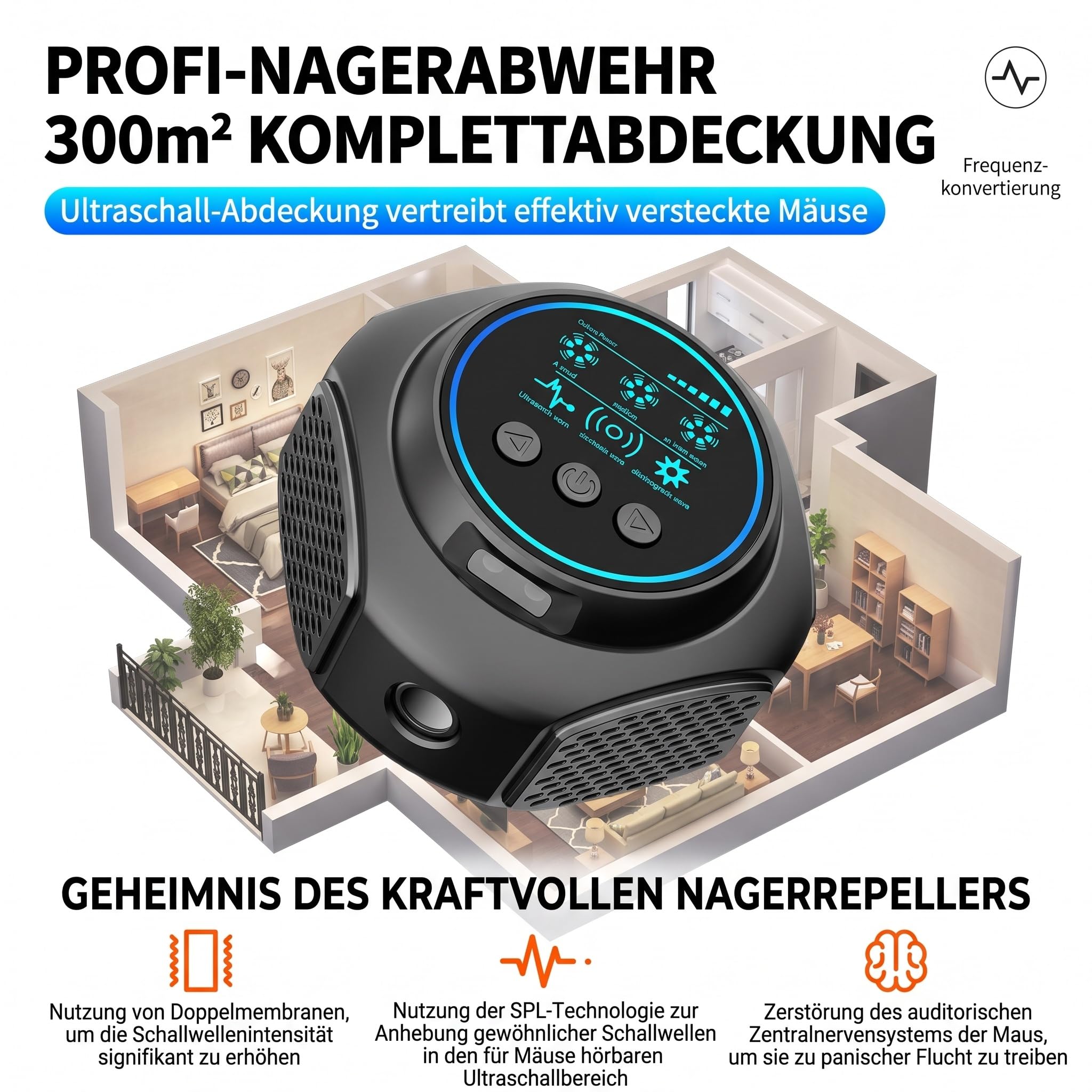 osmo repelmax mäuseabwehr, TriWave Defense Ultraschallgerät 300 m²