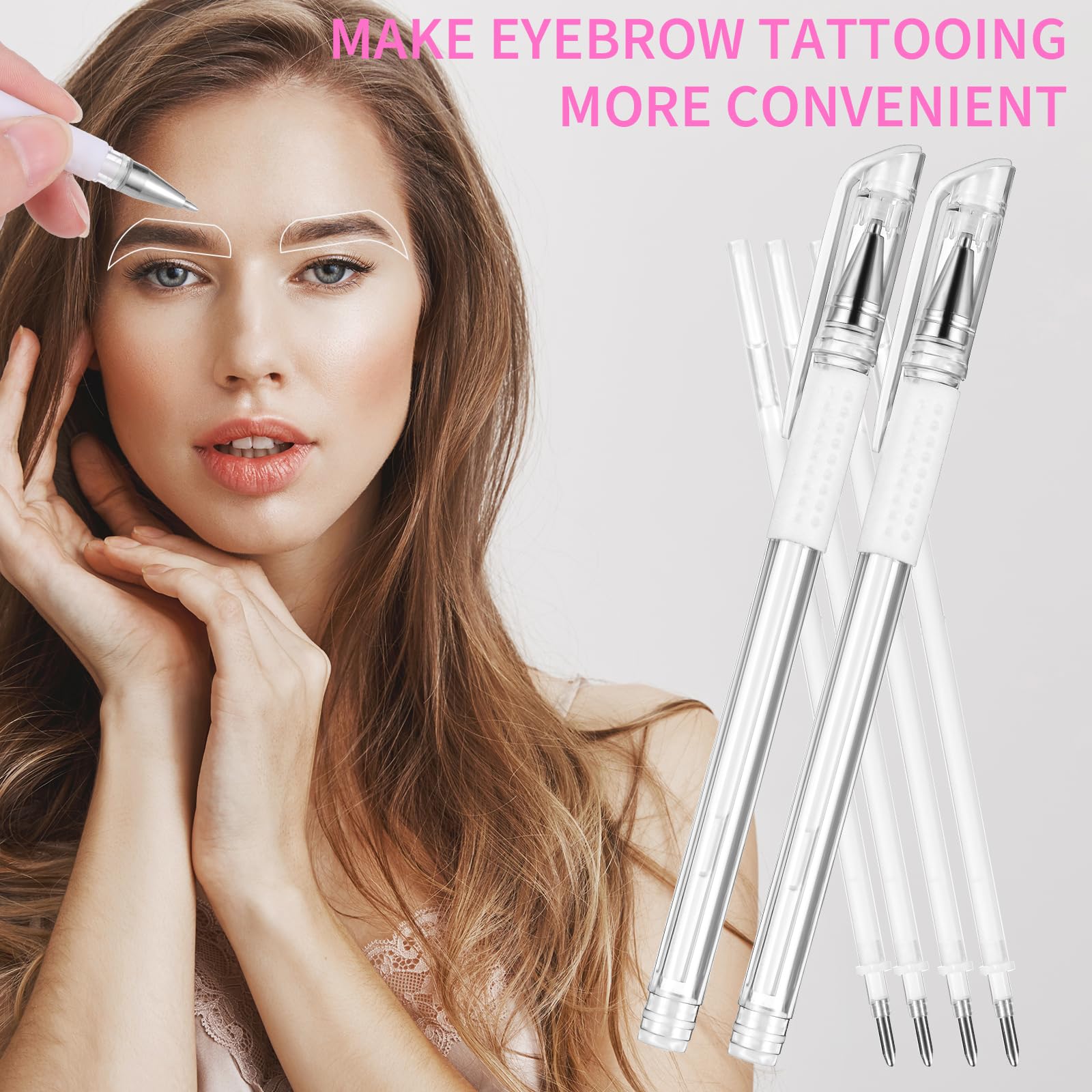 Rotulador de microblading para cejas, 2 bolígrafos de mapeo de cejas con 4 recambios de repuesto y 1 regla, rotulador de maquillaje para tatuaje, suministros de laminación de cejas para piel de labios 8