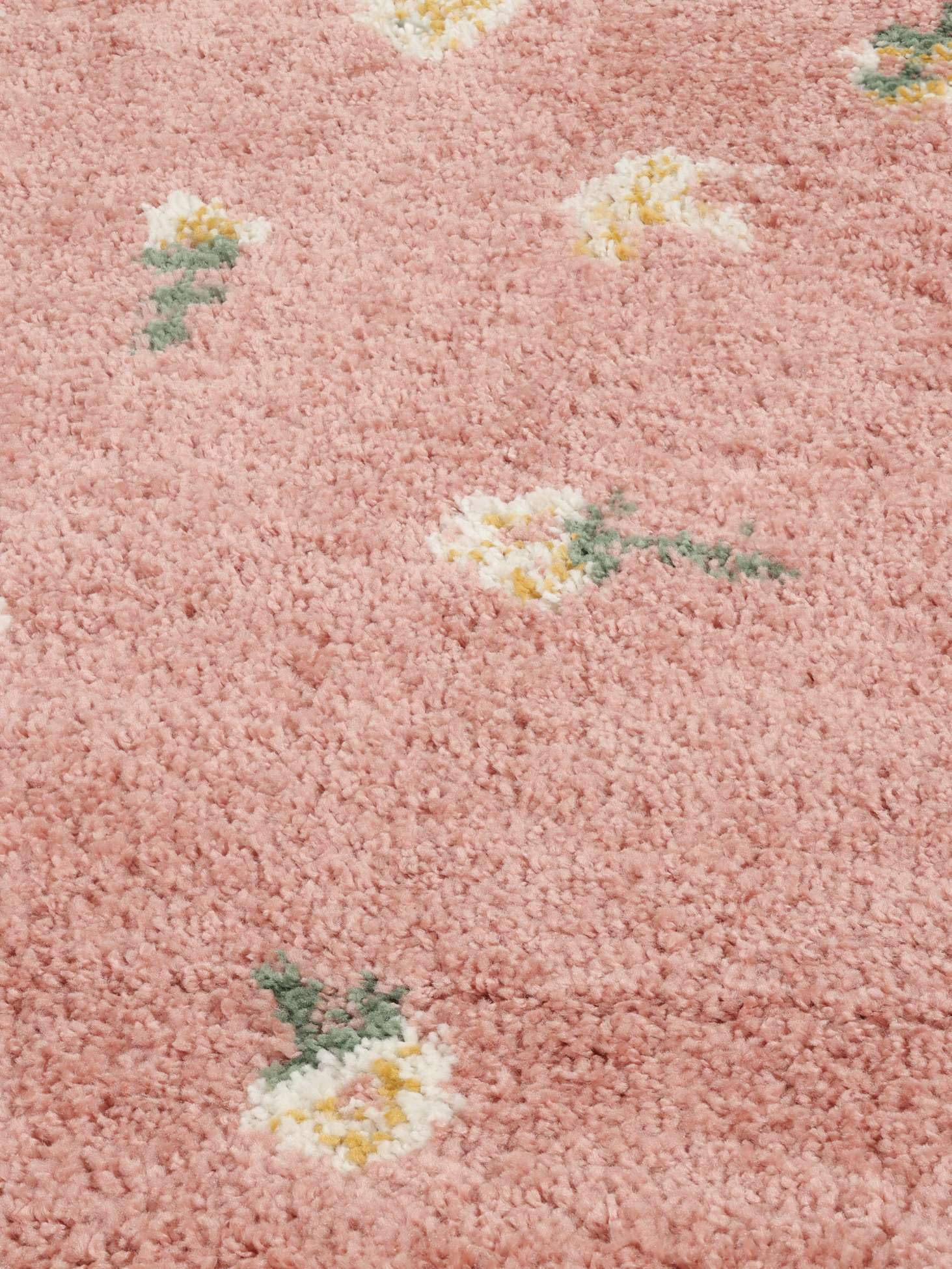 RugVista Linnea, Kinderteppich, Shaggy/Handloom, Ø 150 cm, Rund, Niedriger Stapel, Wohnzimmer, Kinderzimmer, Schlafzimmer, Diele, Nur chemische Reinigung, Ohne gefährliche Chemikalien, Rosa