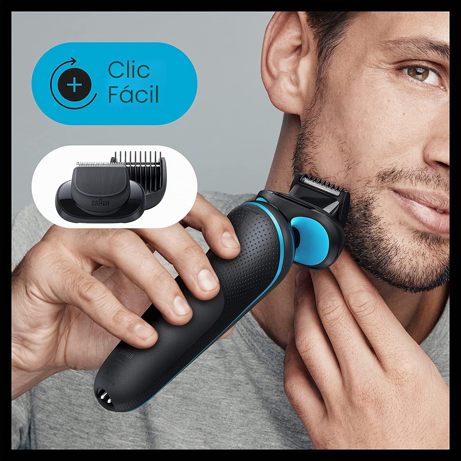 Braun Series 5 Afeitadora Eléctrica Hombre, Máquina de Afeitar Barba, Recortadora de Precisión y Tecnología Easy Clean (Fácil de Limpiar) y Base de Carga, Recargable, Inalámbrica, 50-M4500 CS, Menta