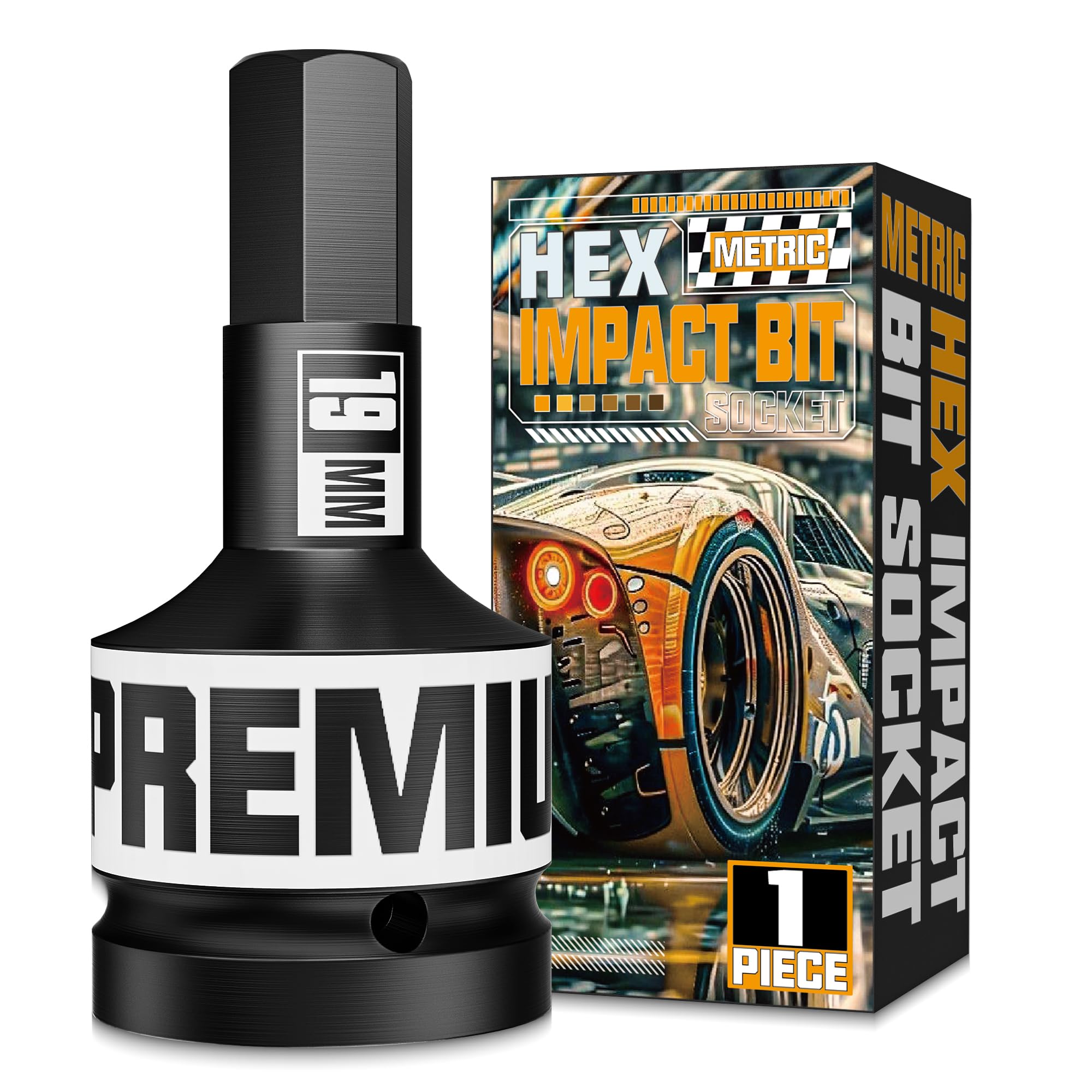 Aurlloct 1" Drive Impact Hex Bit Socket, H19 Allen Key Socket, Auto Repair Industrial Assembly Equipment Maintenance and DIY Enthusiasts Alike