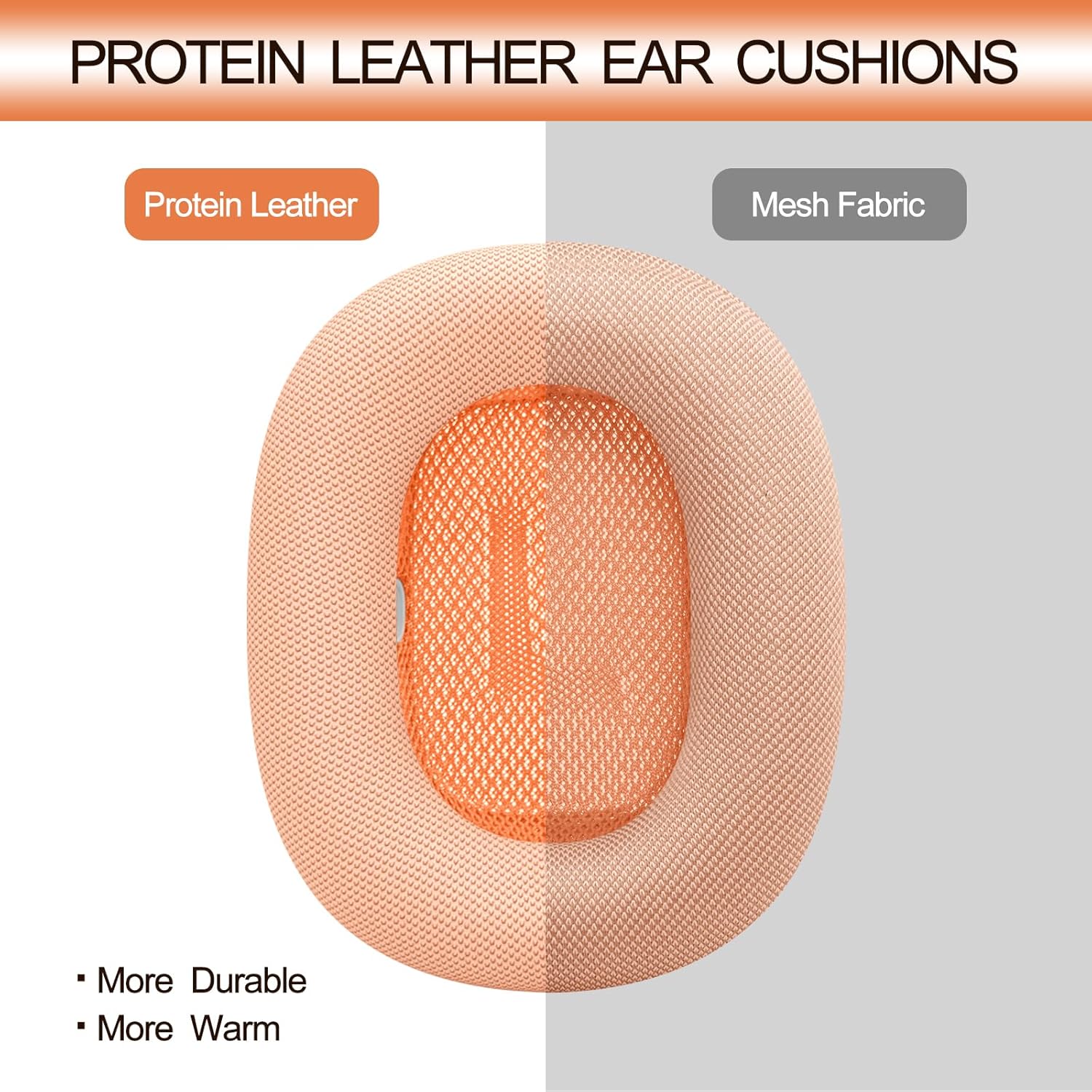 GEVO Upgraded Ear Cushions Replacement Earpads for 2024 New Apple AirPods Max Headphones, Protein Leather Ear Pads Cover with Memory Foam and Magnet for AirPods Max Fresh Color (Orange) - Image 6
