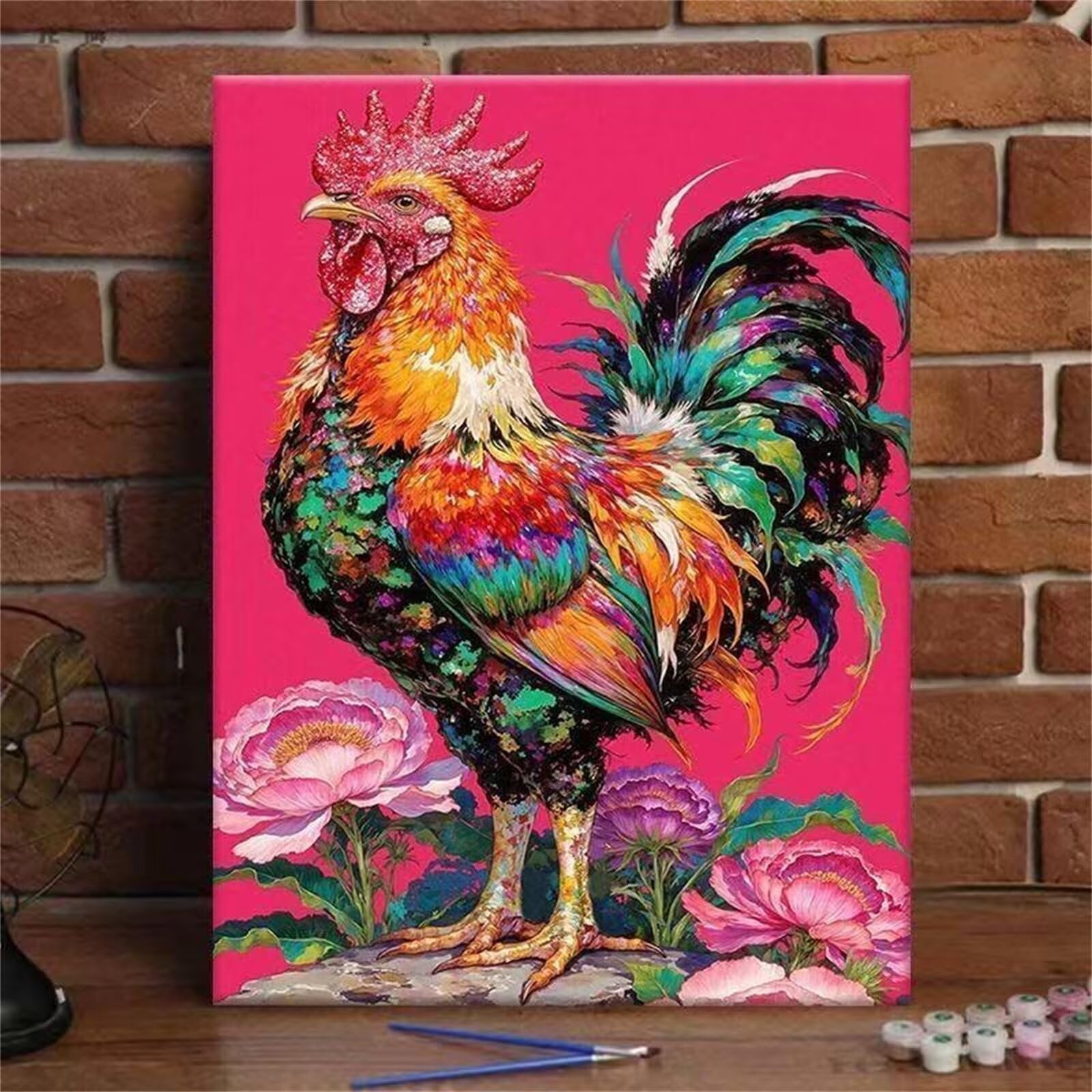 Malen Nach Zahlen Kinder ab 5 6 7 8 9 10 Jahre mit Rahmen, Hühner Malen Nach Zahlen Erwachsene Anfänger, DIY Paint by Numbers Landschaft Bastelset für Kinder Mädchen und Jungen Geschenk, 80x120cm,*520