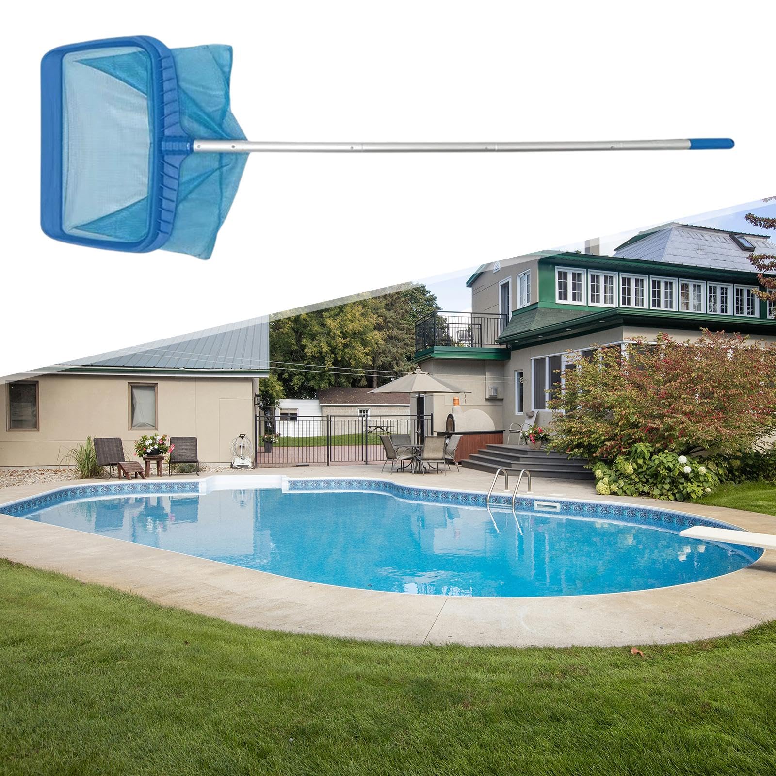 Épuisette de Pêche, épuisette de Nettoyage de Piscine, épuisette de Jardin à Mailles Fines pour Piscines et Enterrées, Bassin, Spa, 171 cm