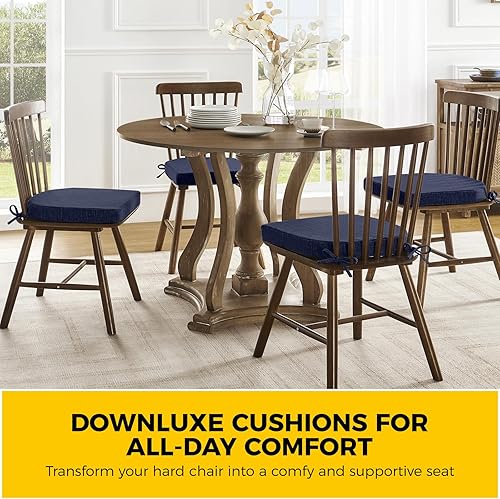 Miniatura 7 de downluxe Cojines para sillas de interior para sillas de comedor, almohadillas de espuma texturizada suaves y cómodas para sillas de cocina con lazos