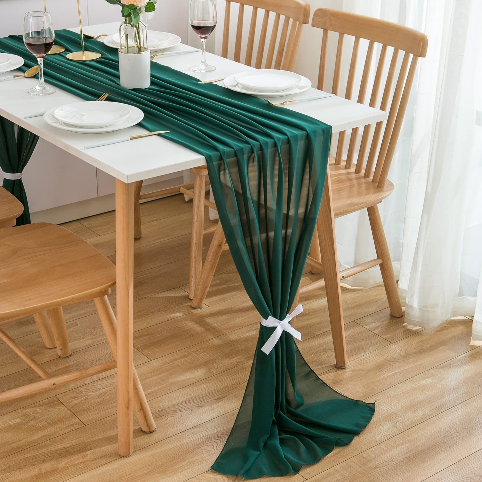 CHUQING Tischläufer Hochzeit Tischdeko Läufer Tischdecke,Chiffon