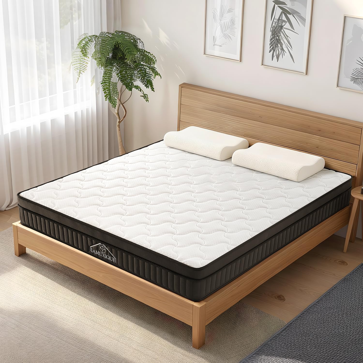 Materasso 90 x 200 cm, altezza 25 cm, durezza H3 media, materasso ibrido a 7 zone, materasso ortopedico a molle insacchettate con schiuma confortevole, traspirante, riduzione della
