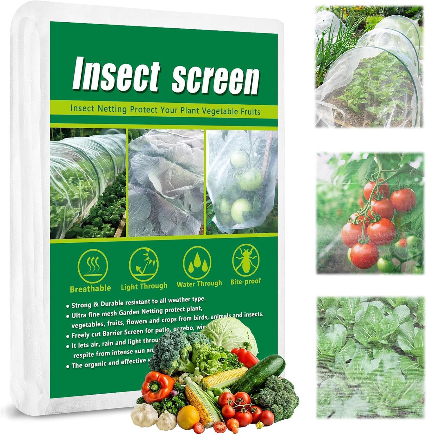 MYOWELL Gemüseschutznetz - Feinmaschiges Pflanzenschutznetz, UV-beständig & Wiederverwendbar - Insektenschutznetz für Hochbeet, Obst & Garten - 3x5m