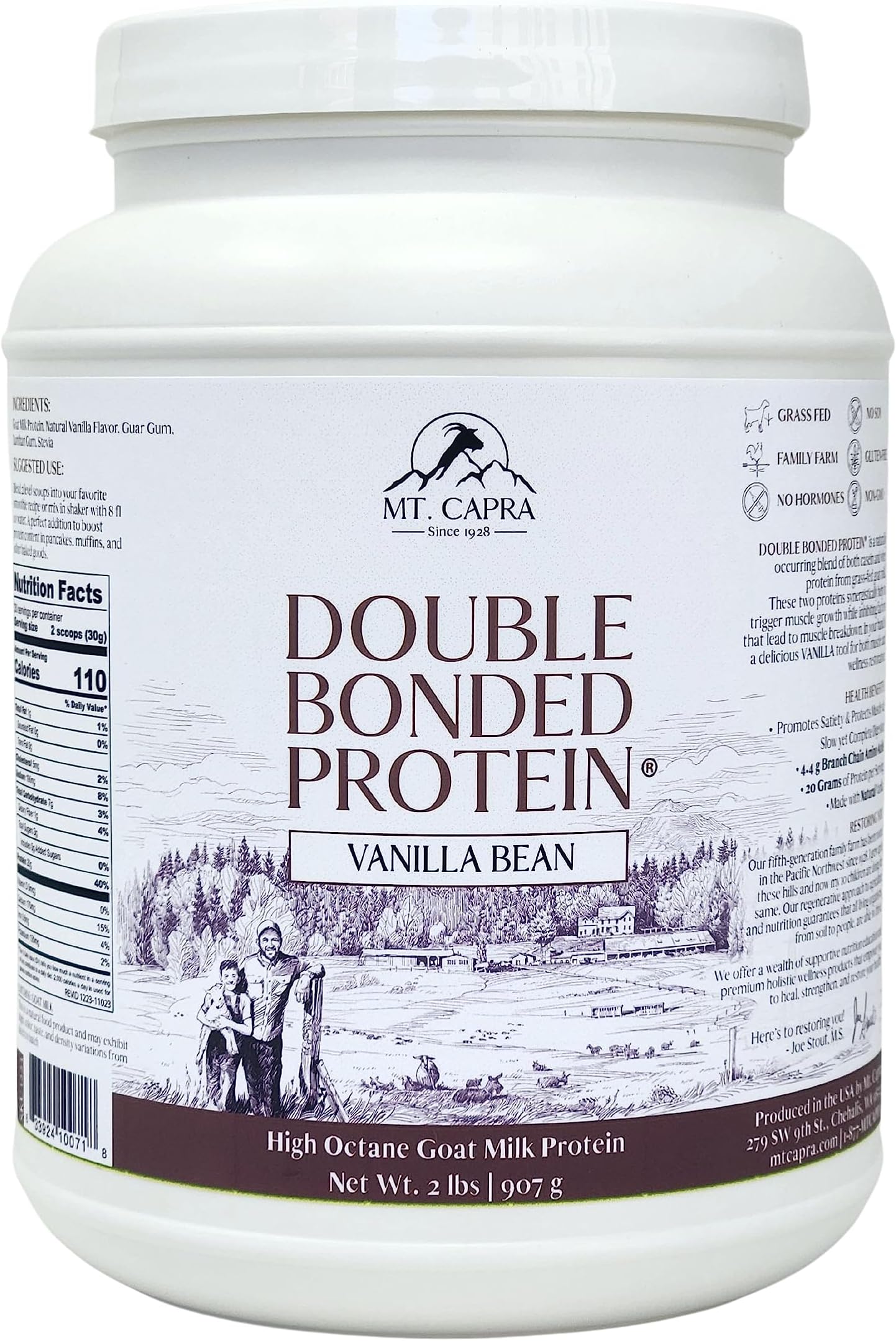 MT. CAPRA SINCE 1928 Double Bonded Protein - Vanilla Bean - 2 Lbs, 2 Pound