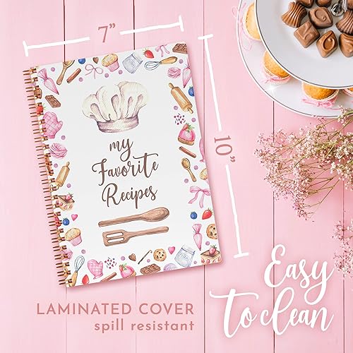 Miniatura 3 de Libro de recetas para escribir en tus propias recetas Libro de cocina en blanco de 7 x 10 pulgadas Diario de recetas familiar de tapa dura
