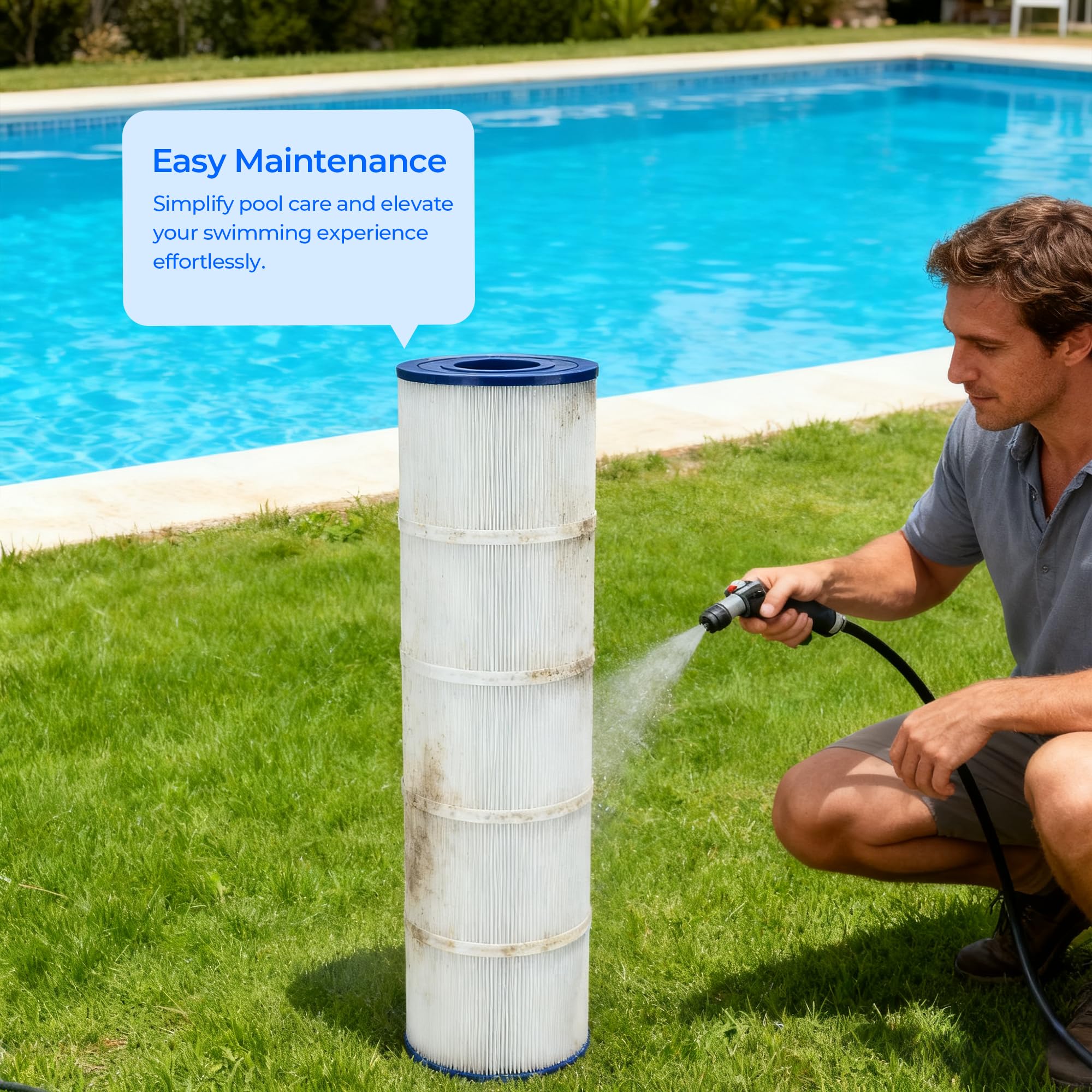 CS150 Cartouche de filtre de piscine compatible avec Jandy CS Series 150 | 150 m². Remplace Pleatco PJANCS150, Filbur FC-0822, FC-1273, Unicel C-8414 ; média en polyester trilobal avancé