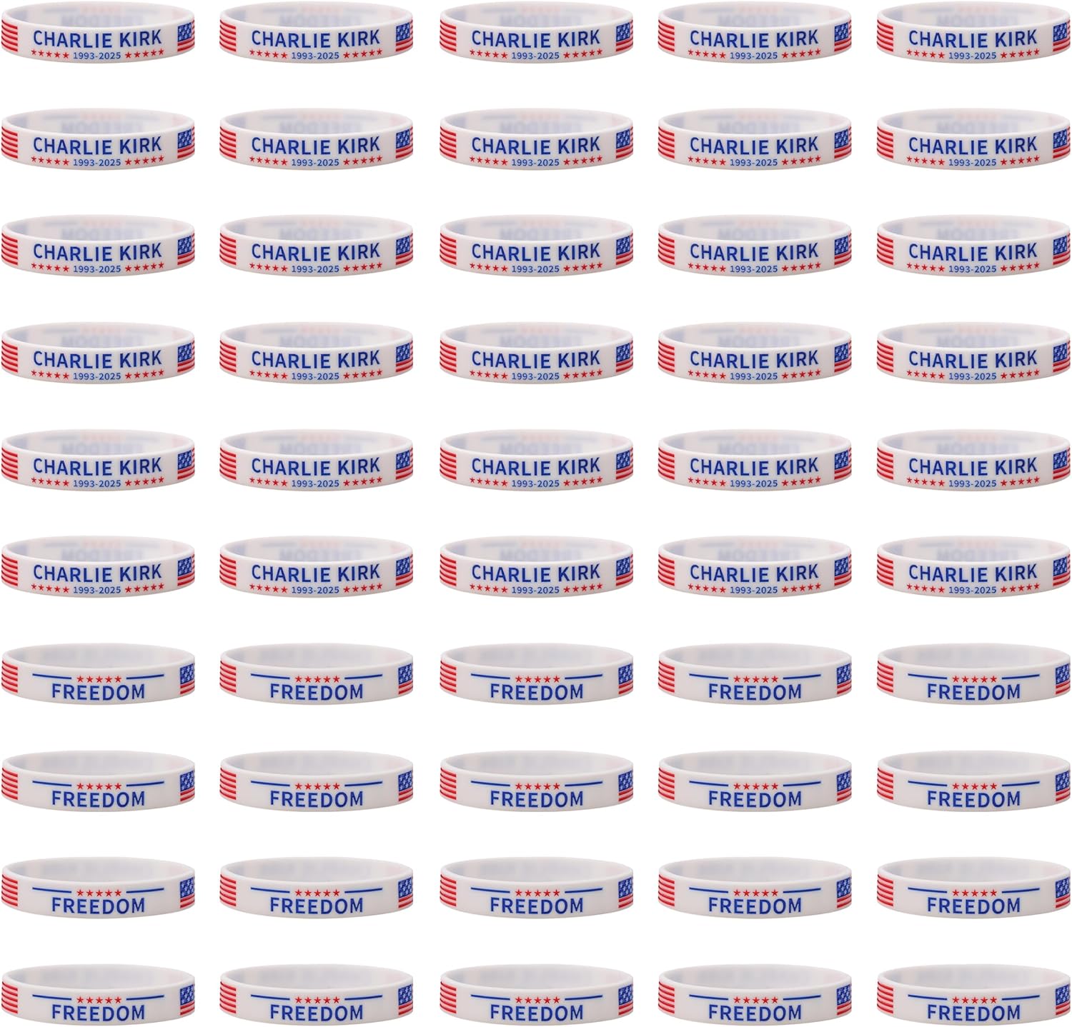 Charlie Kirk Merch Wristbands A True Patriot Pray Justice Assassination Shooting Hero Freedom USA Silicone Bracelets for Men Women