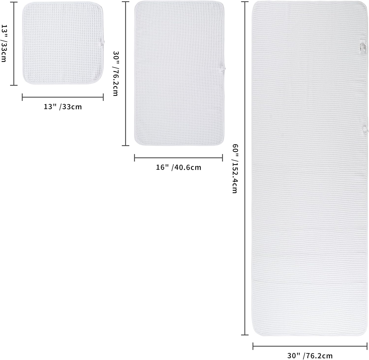 polyte 430 gsm microfiber quick dry lint free oversize bath towel set, 6 piece (waffle weave) white,beige
