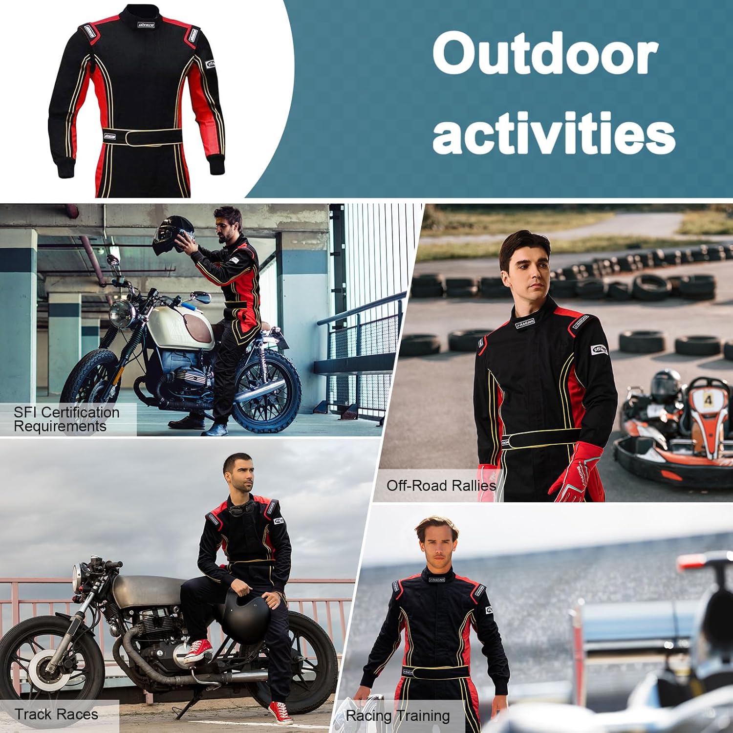 One-piece Race Gear Racing Suit Karting/Race/Rally Go Kart Racing Suit Auto Racing Fire Suit SFI 3.2A/1 - Image 5