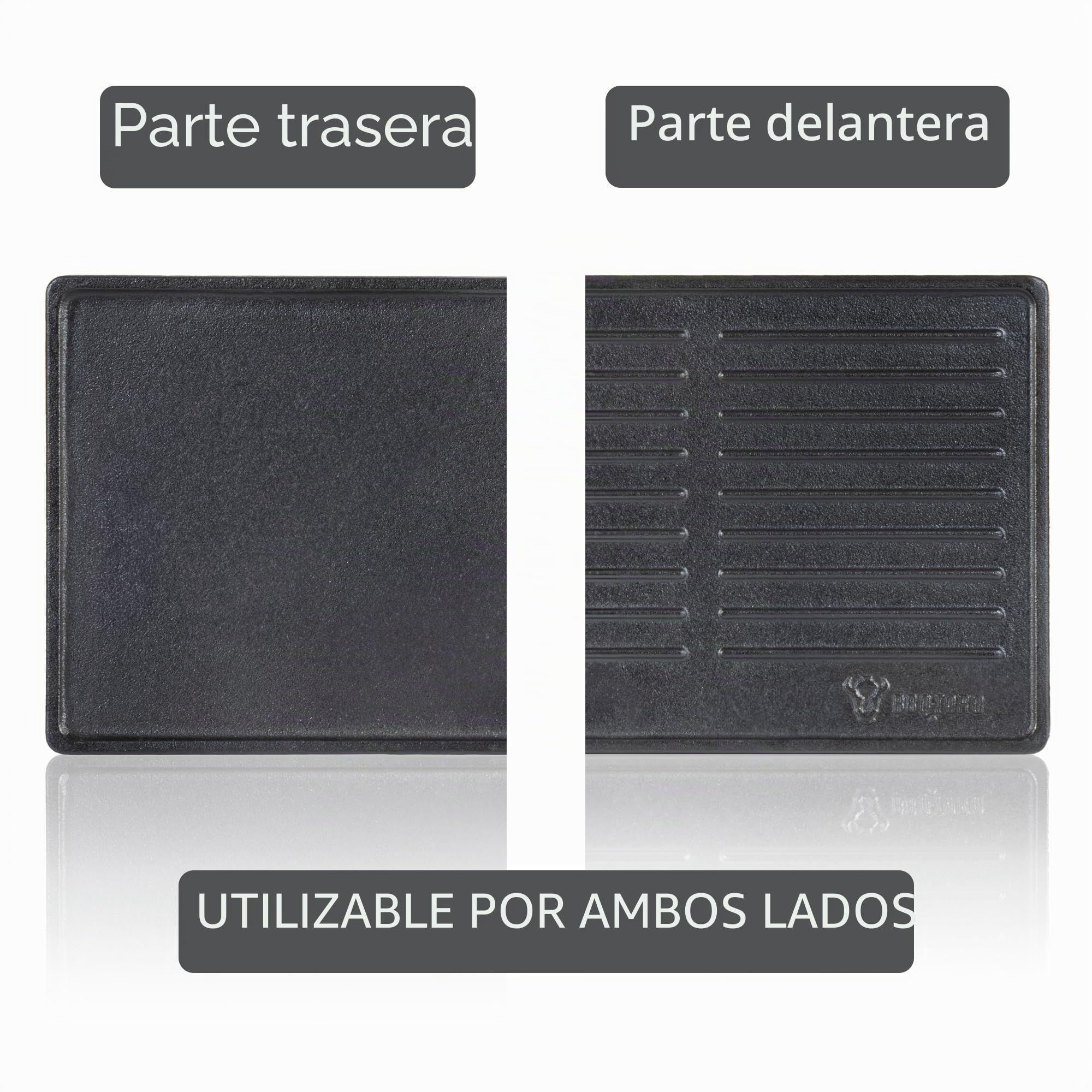BBQ-Toro Plancha Rectangular de Hierro Fundido | 42,5 x 20,5 cm | Placa Reversible, Uso por Ambos Lados| Universal y Maciza | Plancha para Barbacoa de Carbón y Gas, Accesorio para Barbacoa, Sartén