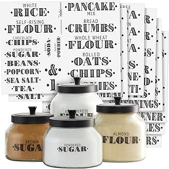 Talented Kitchen Clear Vinyl Pantry Labels for Food Containers - Waterproof & Repositionable for Kitchen Jars - Farmhouse Pantry Organization - Preprinted Baking Labels - Pack of 154, Assorted Sizes