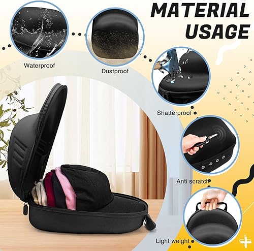 Miniatura 3 de Caja negra para sombreros con asa de transporte y correa ajustable para el hombro, caja de viaje para viajes y almacenamiento en el hogar