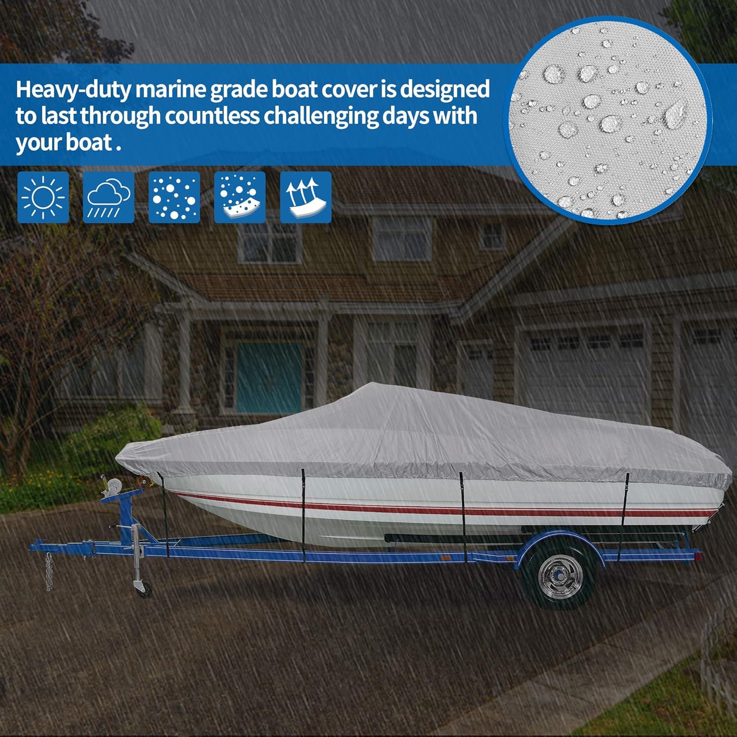 Funda impermeable para barcos 518-579 cm de largo 243 cm de ancho 600D Oxford V-Hull Funda protectora para barcos Anti-UV con bolsa de amarre Remolque de lanchas yates | ES Funda impermeable para barcos 518-579 cm de largo 243 cm de ancho 600D Oxford V-Hull Funda protectora para barcos Anti-UV con bolsa de amarre Remolque de lanchas yates | ES