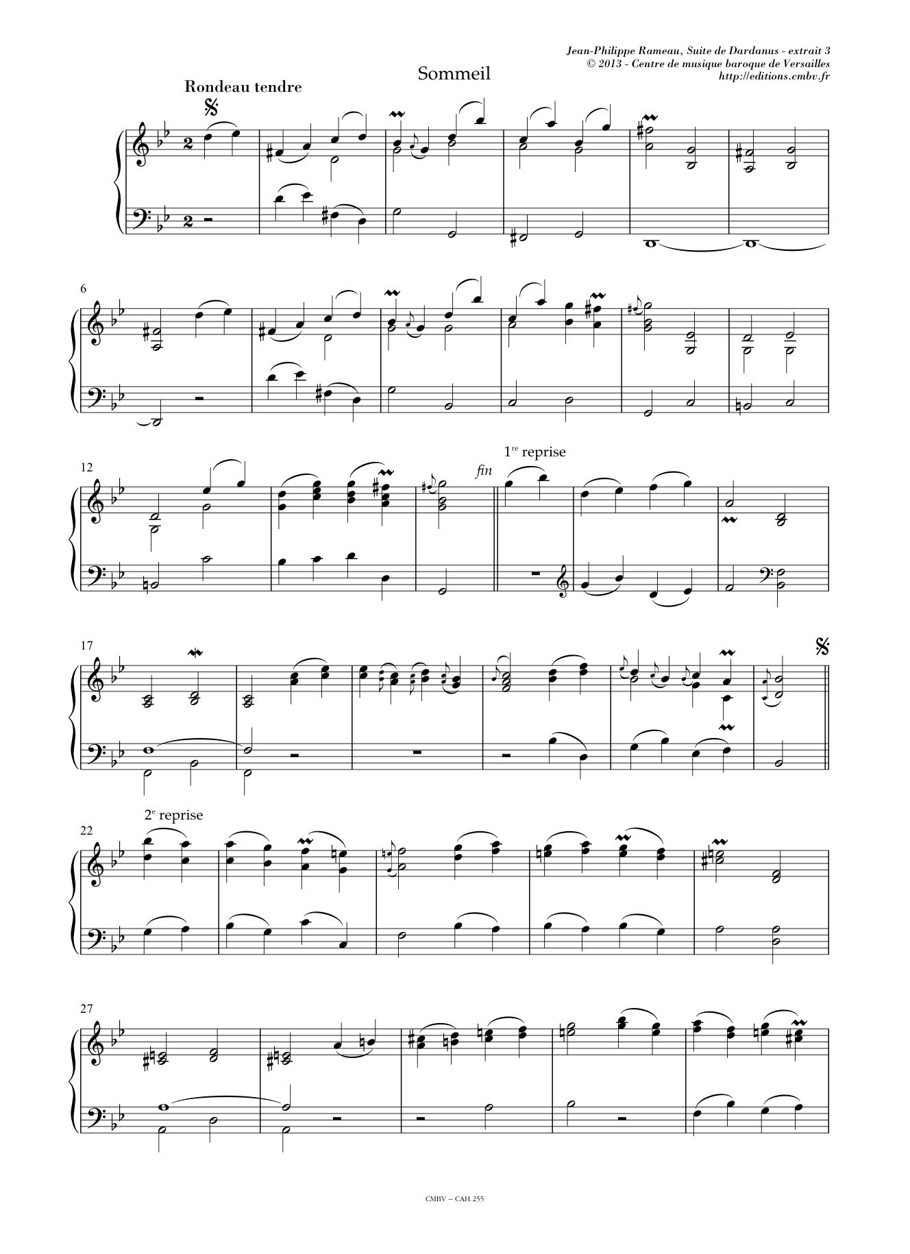 CMBV RAMEAU J.PH. - SUITE DE DARDANUS - CLAVECIN Arkusze klasyczne klawesyn
