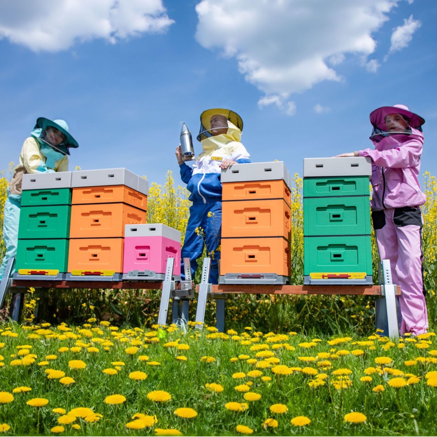 LYSON Bienenbeute Styropor Dadantbeute Dadant Blatt Beute OPTIMA Bienenstock-Set mit niedrigem Varroa-Kunststoffboden (DUNKELROSA) für die Selbstmontage (Passende Rahmen:47×43,5x30cm;47×43,5x15,9cm)