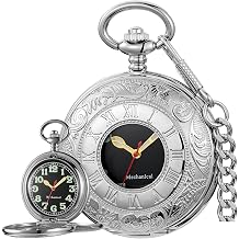 Vintage Design Case Mechanical Mens Watch Double Face Roman Numerals Clock Hand Wind Pocket Watch with Chain&Box