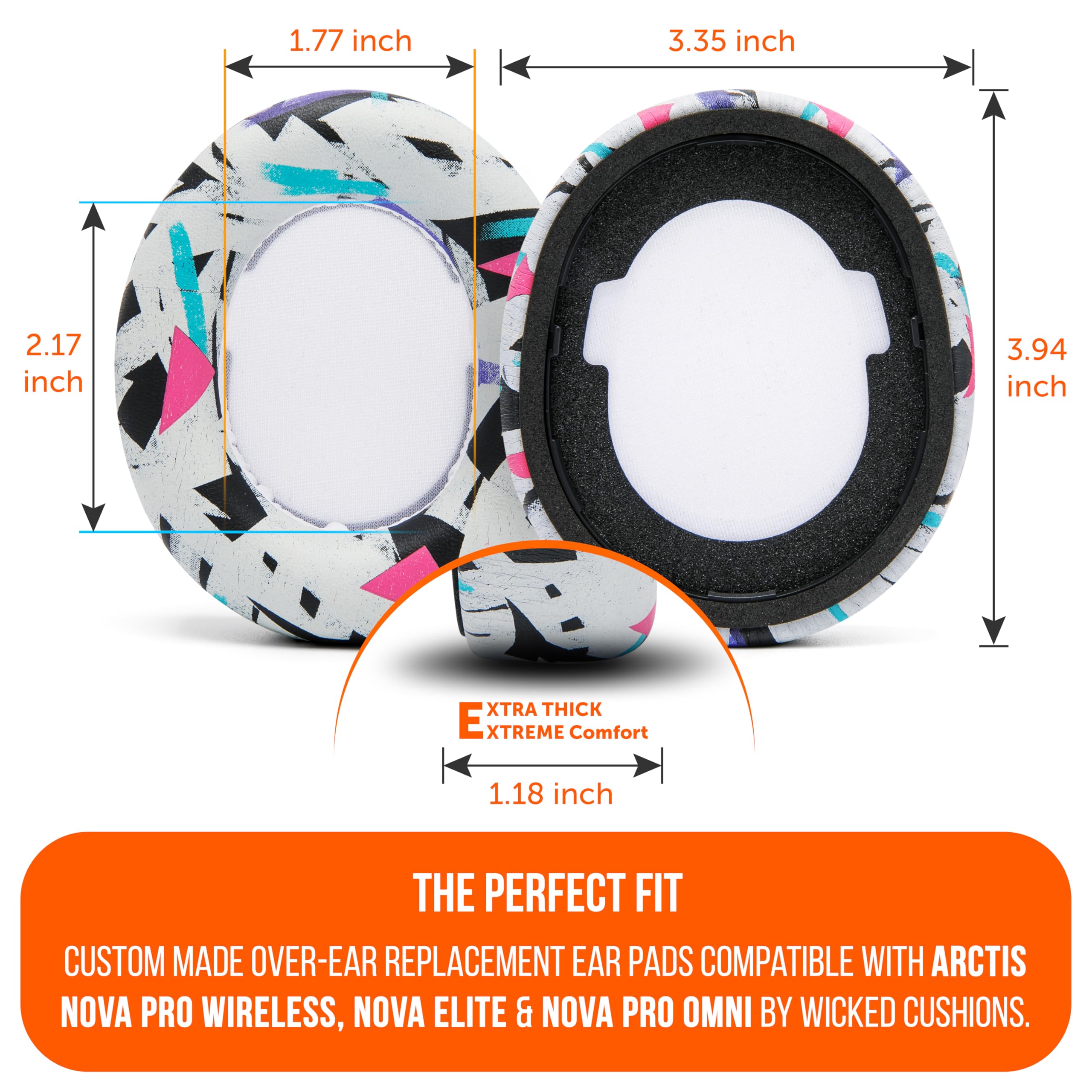 WC PadZ Nova Pro Wireless – Ohrpolster für Arctis Nova Pro Wireless | Von Wicked Cushions | Auch für SteelSeries Nova Elite und Nova Pro Omni, extra dick und bequem | 90's White