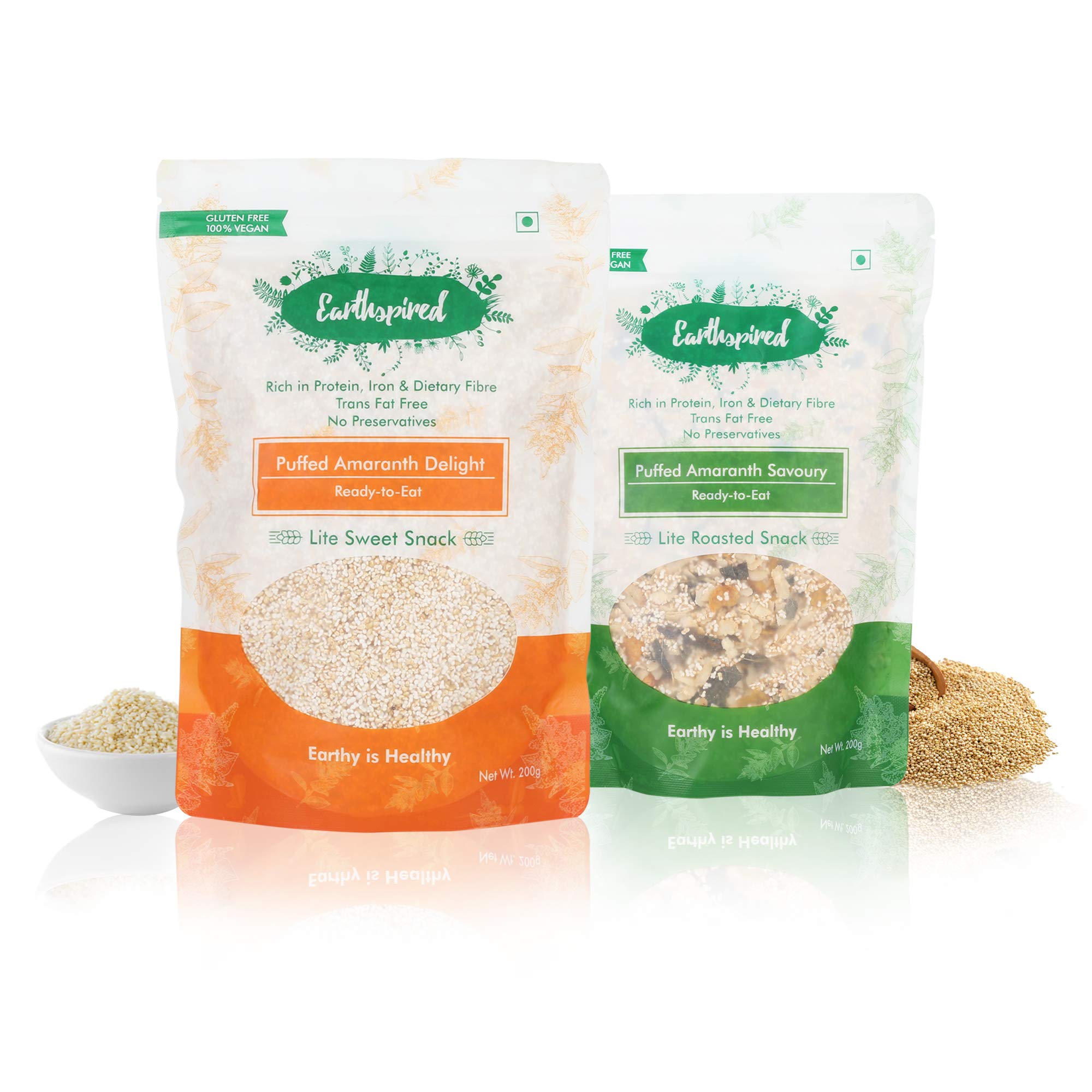 Earthspired Puffed Amaranth (Rajgira) Sweet & Salty (200g + 200g/Combo Pack of 2) (B071F2G42F) Amazon Price History, Amazon Price Tracker