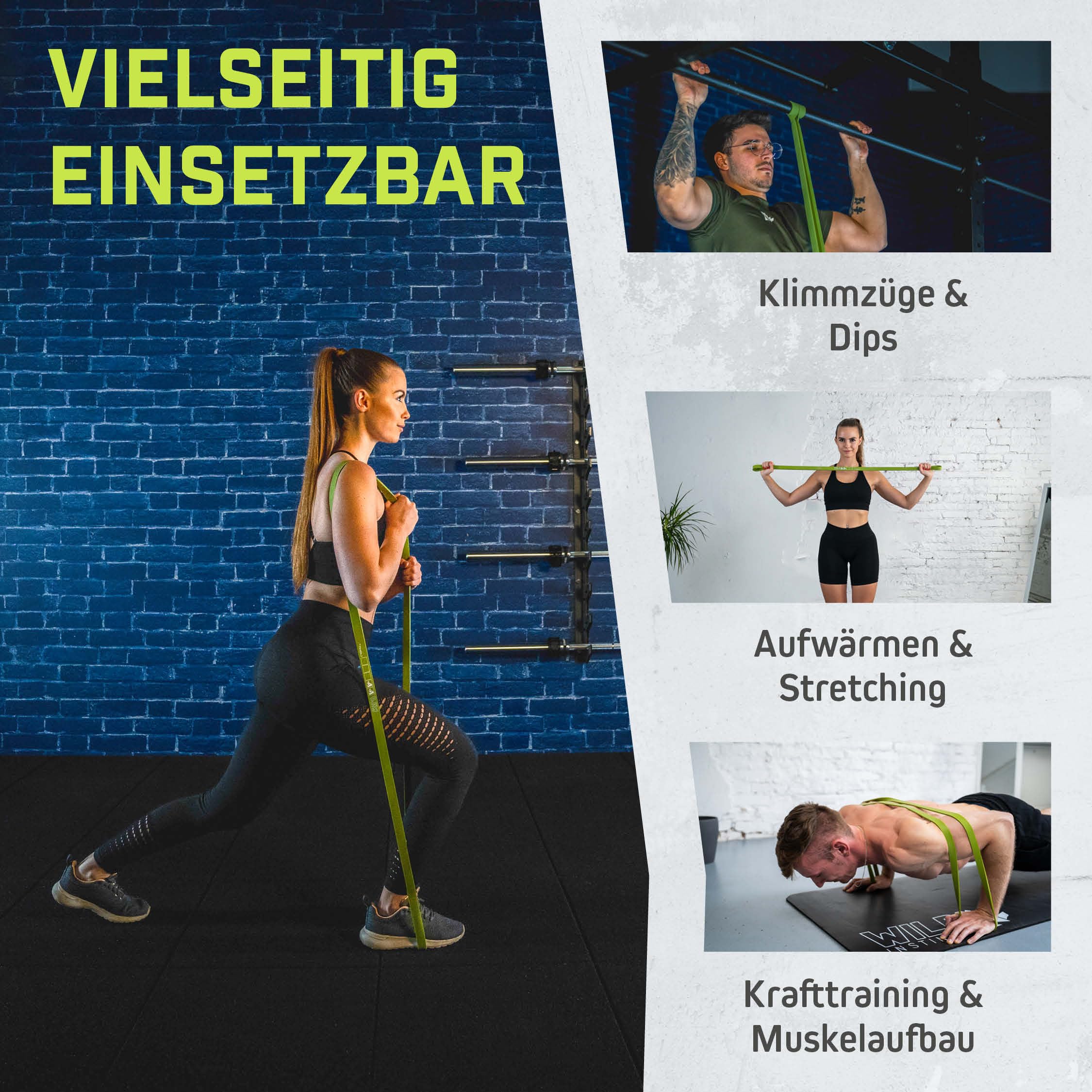 Wild Instincts Premium Widerstandsbänder Krafttraining/Pull Up Band für Klimmzüge, Fitnessbänder Set/Resistance Bands Set/Gummiband Sport für Crossfit & Stretching +Tasche +Trainings App