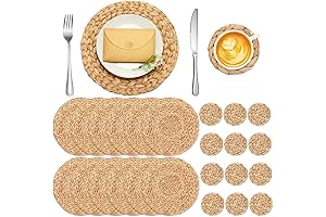 Woven Placemats Bulk: Gejoy Round Rattan Heat-Resistant Braided Chargers (24)