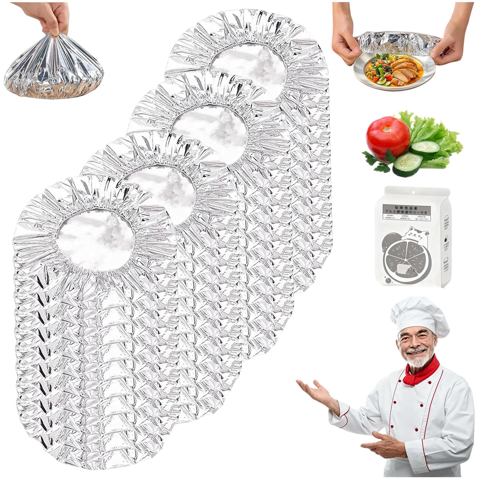 Reusable Aluminum Foil Food Covers: Heat Insulating & Thickened Elastic Lids for Hot Meals, Fresh-Keeping Tin Foil Bowl Covers for Kitchen Food Storage, Picnics and Leftovers (40 Pcs)