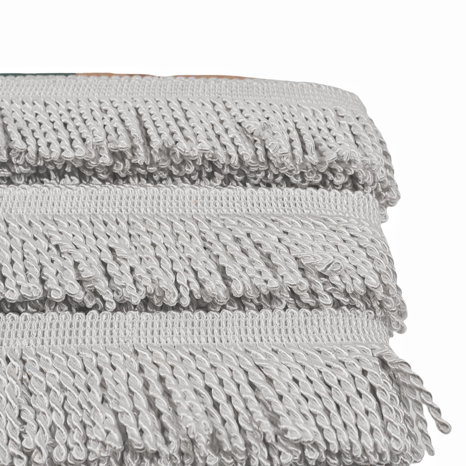 Ribete de flecos de 6 metros, flecos de poliéster metalizados, flecos decorativos para costura, flecos cortados para cortinas, pantallas de lámpara, ropa (blanco)