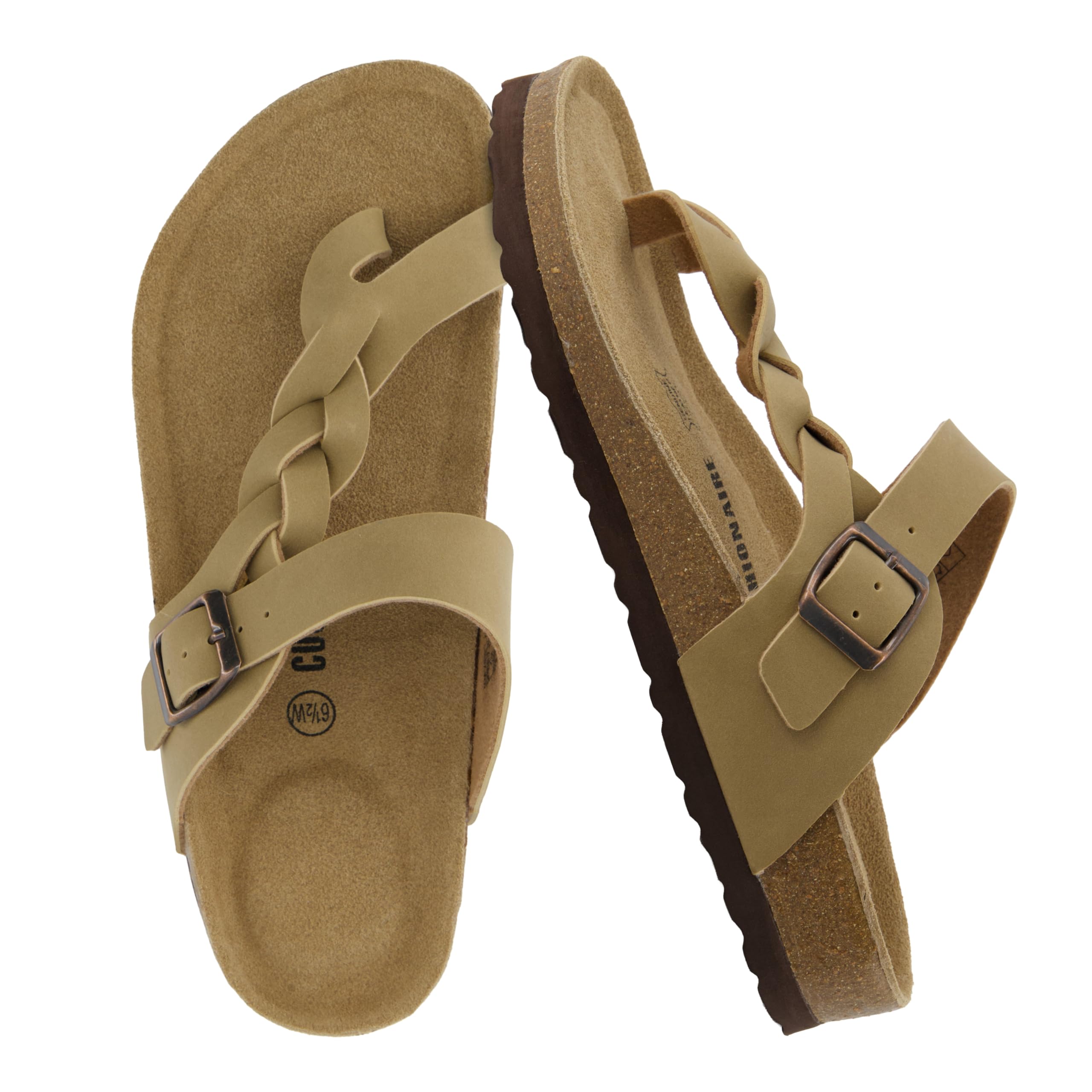 CUSHIONAIRE Women's Libby Cork footbed Sandal with +Comfort and Wide Widths Available,