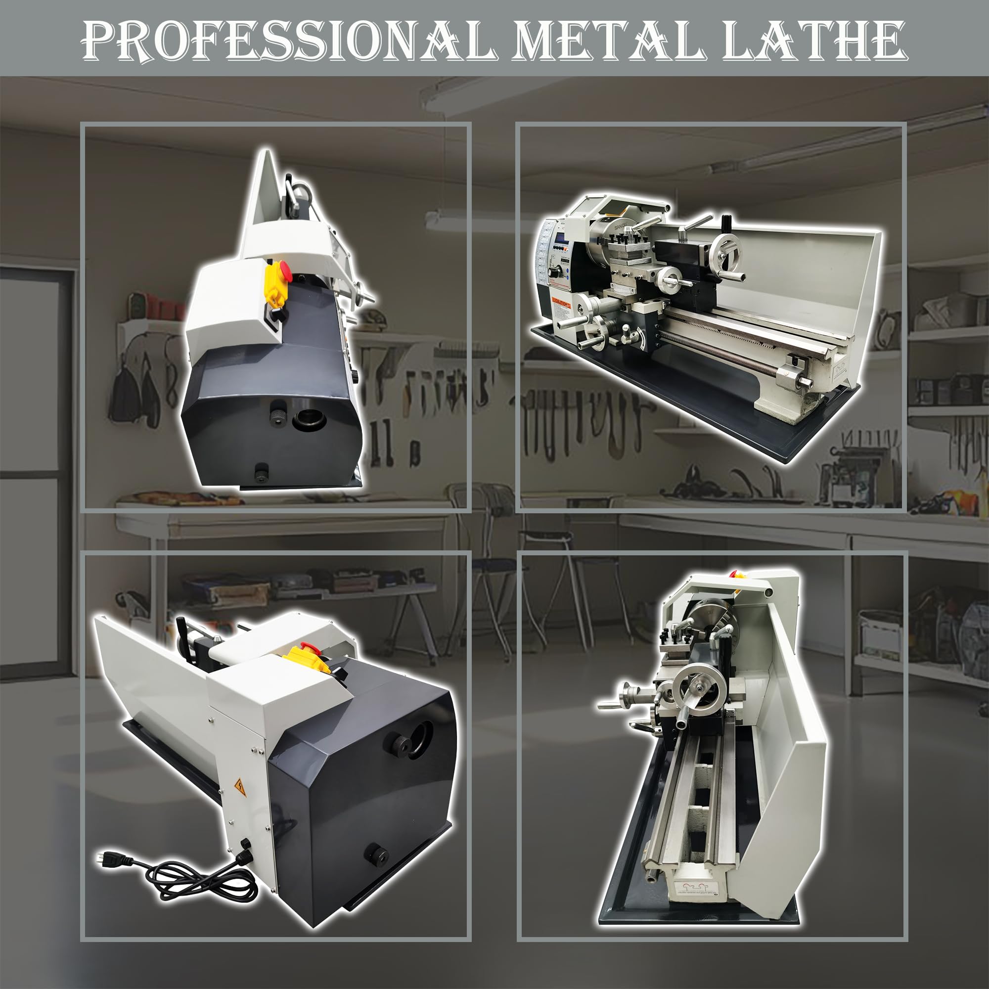 TECHTONGDA Metal Lathe 8X16” Precision Electronic Leadscrew Gearless Bench Lathe Automatic Switch Thread between Metric and Inch 1100W Brushless Motor DIY Mini Lathe