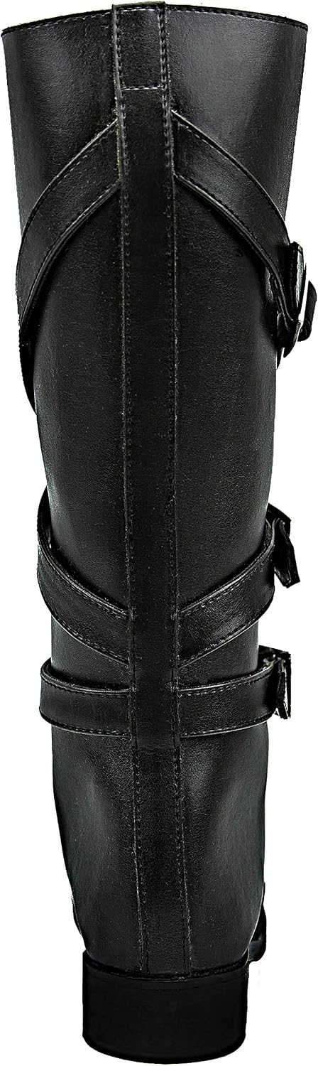 Women Ladies Gardena Fashion Stylish Motorcycle Riding Leather Tall Knee High Boots Black